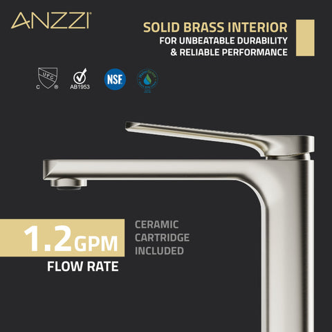 ANZZI Single Handle Single Hole Bathroom Vessel Sink Faucet With Pop-up Drain