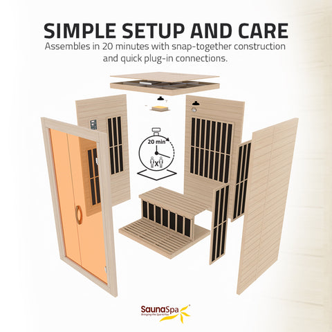 Viti 2- Person Indoor Hemlock Wooden Carbon FAR Infrared Home Sauna Room with LED Touch Control Panel and Heater