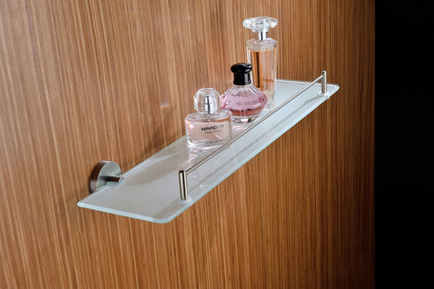Caster Series Glass Shelf in Brushed Nickel