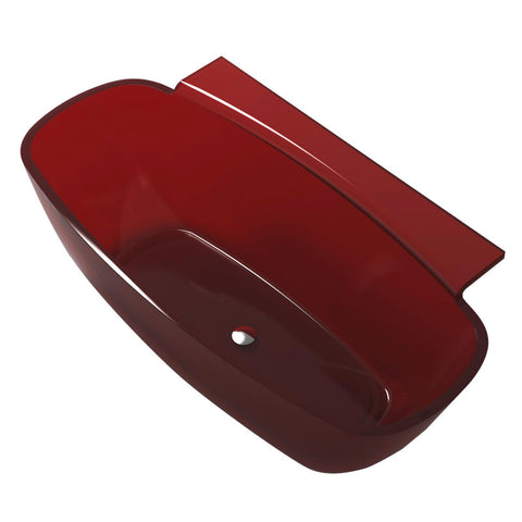 FT-AZ523-RD - ANZZI Vida 5.2 ft. Solid Surface Center Drain Freestanding Bathtub in Deep Red