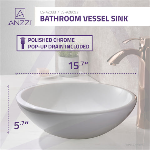 ANZZI Warika Series Vessel Sink in White