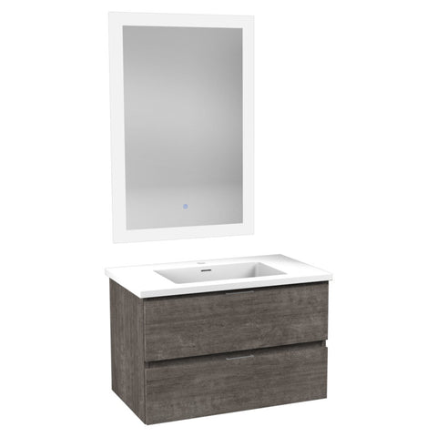 VT-MR3CT30-GY - ANZZI ANZZI Conques 30 in W x 20 in H x 18 in D Bath Vanity in Rich Grey with Cultured Marble Vanity Top in White with White Basin & Mirror