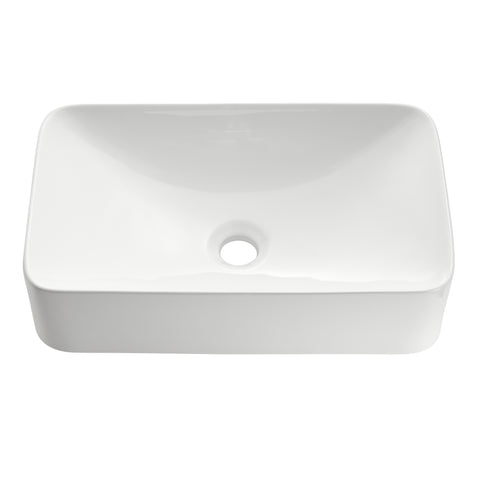 Aria Series 22 in. Ceramic Rectangular Vessel Bathroom Sink Basin in White