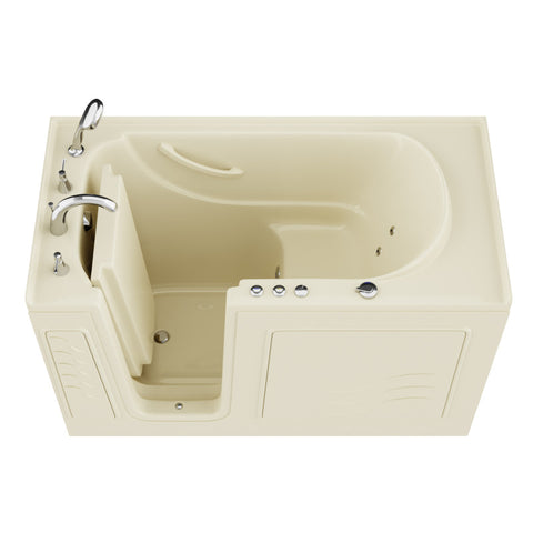 AZ3060WILBH - ANZZI Coupe Series 30 in. x 60 in. Left Drain Quick Fill Walk-In Whirlpool Tub with Powered Fast Drain in Biscuit