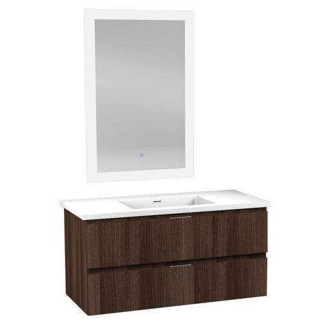 VT-MR3CT39-DB - ANZZI 39 in W x 20 in H x 18 in D Bath Vanity in Dark Brown with Cultured Marble Vanity Top in White with White Basin & Mirror