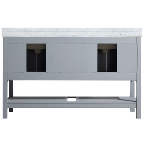 ANZZI ANZZI Montaigne Series 60 in. W x 35 in. H Bathroom Vanity Set with Carrara White Marble Counter Top, White Basin in Rich Gray