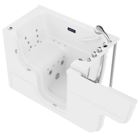 2953WCRWD - ANZZI Right Drain FULLY LOADED Wheelchair Access Walk-in Tub with Air and Whirlpool Jets Hot Tub | Quick Fill Waterfall Tub Filler with 6 Setting Handheld Shower Sprayer | Including Aromatherapy, LED Lights, V-Shaped Back Jets, and Auto Drain | 2953WCRWD