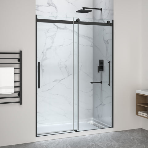 Stellar Series Sliding Frameless Shower Door  with Alcove Shower Base