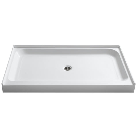 SB-AZ04CD - ANZZI Tier 36 x 60  in. Center Drain Single Threshold Shower Base in White