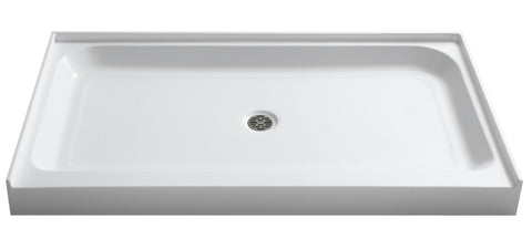 Jebel 36 x 60  in. Center Drain Single Threshold Shower Base in White