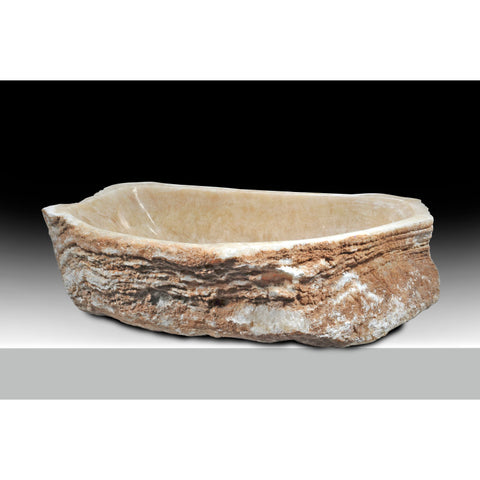 ANZZI Desert Shell Vessel Sink in Dark Honey Onyx