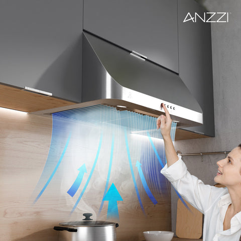 RH-AZ2576PSS - ANZZI ANZZI 30-Inch 450 CFM 3-Speed Stainless Steel Under Cabinet Convertible Residential Range Hood with LED Lamp