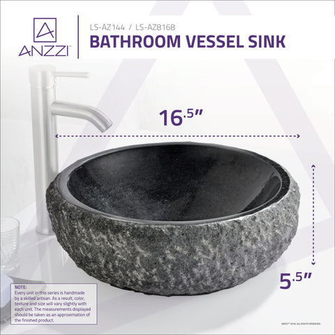 ANZZI Dragons Ash Vessel Sink in Mandy Black