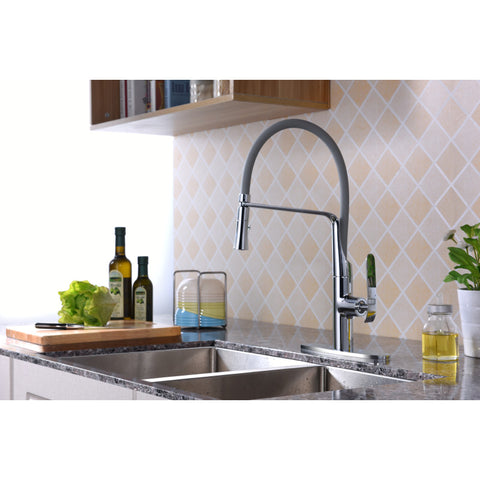 KF-AZ003 - ANZZI Accent Single Handle Pull-Down Sprayer Kitchen Faucet in Polished Chrome