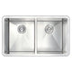 ANZZI VANGUARD Undermount 32 in. Double Bowl Kitchen Sink with Singer Faucet in Polished Chrome