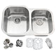 ANZZI MOORE Undermount 32 in. Double Bowl Kitchen Sink with Singer Faucet in Polished Chrome