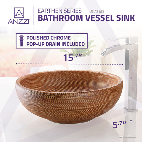 ANZZI Earthen Series Vessel Sink in Creamy Beige