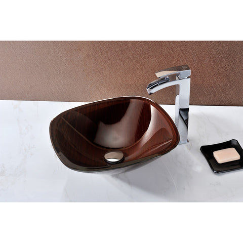 LS-AZ066 - ANZZI Cansa Series Deco-Glass Vessel Sink in Rich Timber