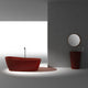 ANZZI Ember 5.4 ft. Solid Surface Center Drain Freestanding Bathtub in Deep Red