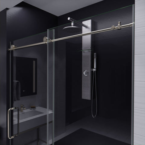 ANZZI Madam Series 60 in. by 76 in. Frameless Sliding Shower Door with Handle