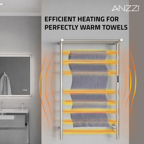 ANZZI Eve 8-Bar Stainless Steel Wall Mounted Electric Towel Warmer Rack