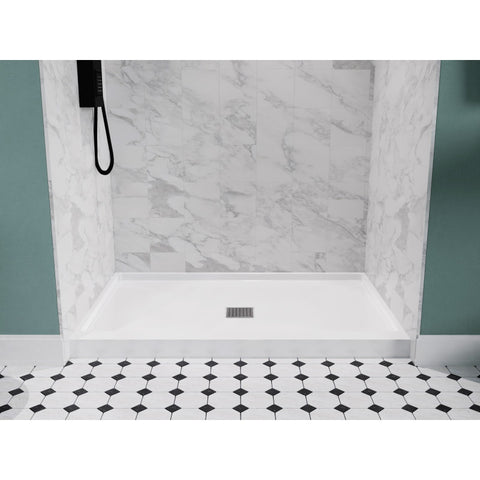 SB-AZ103C - ANZZI ALEXANDER 48 in. x 32 in. Center Drain Shower Base in White