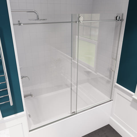 ANZZI Don Series 60 in. x 62 in. Frameless Sliding Tub Door