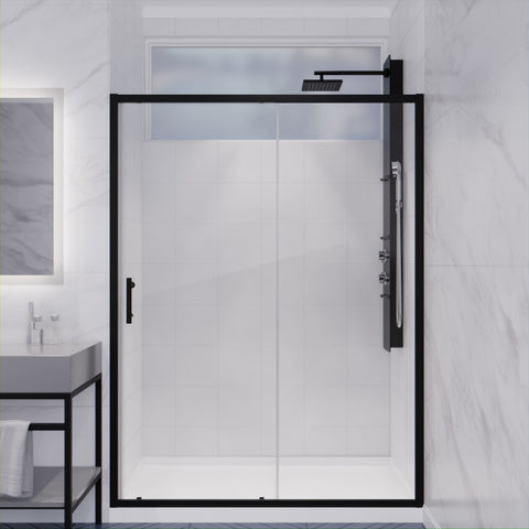 SD-AZ052-01MB - ANZZI Halberd Series 48 in. x 72 in. H Sliding Framed Shower Door in Matte Black with Tsunami Guard Tempered Clear Glass