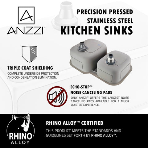 ANZZI Moore Undermount Stainless Steel 32 in. 0-Hole 60/40 Double Bowl Kitchen Sink in Brushed Satin