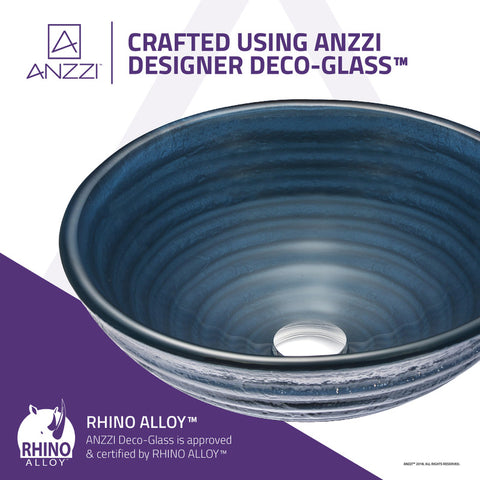 ANZZI Tempo Series Deco-Glass Vessel Sink in Coiled Blue