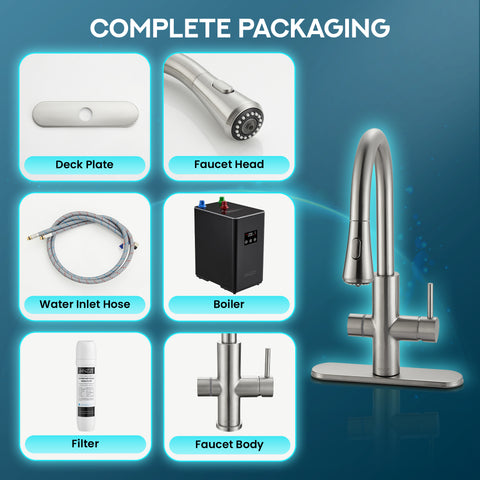 Sunset 4-in-1 Single Handle 17.5 in. Faucet for Instant Hot Water Dispensor with Boiler Tank and Filter