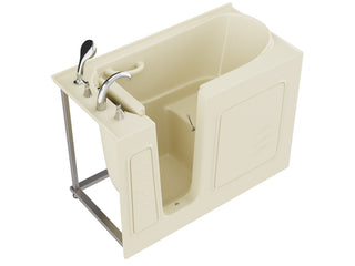 ANZZI Coupe Series 26 in. x 53 in. Left Drain Quick Fill Walk-In Whirlpool Tub in Biscuit