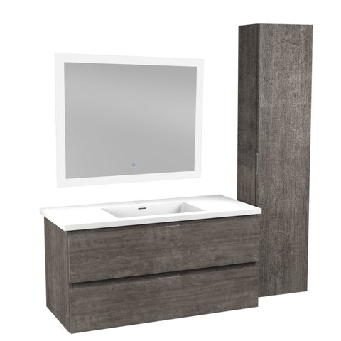 VT-MRSCCT39-GY - ANZZI 39 in. W x 20 in. H x 18 in. D Bath Vanity Set in Rich Gray with Vanity Top in White with White Basin and Mirror