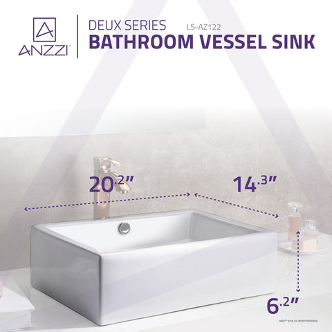 ANZZI Deux Series Ceramic Vessel Sink in White