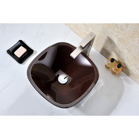 ANZZI Cansa Series Deco-Glass Vessel Sink in Rich Timber