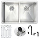 K32192A-032O - ANZZI VANGUARD Undermount 32 in. Double Bowl Kitchen Sink with Soave Faucet in Oil Bronze