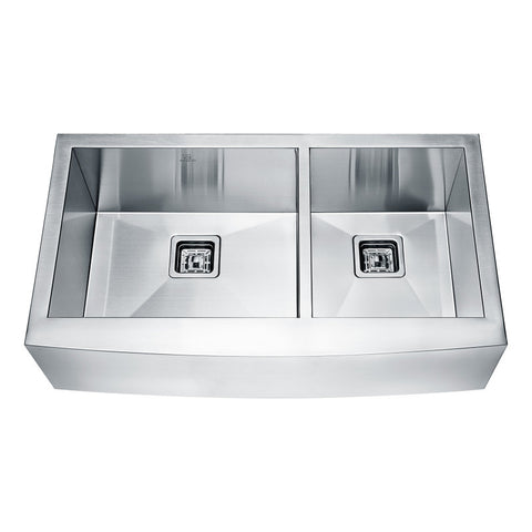 ANZZI Elysian Farmhouse Stainless Steel 33 in. 0-Hole 60/40 Double Bowl Kitchen Sink in Brushed Satin