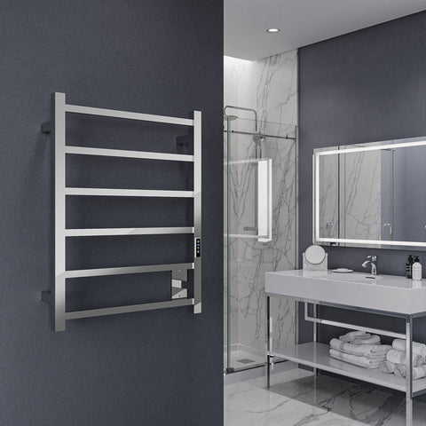 ANZZI Charles Series 6-Bar Stainless Steel Wall Mounted Electric Towel Warmer Rack