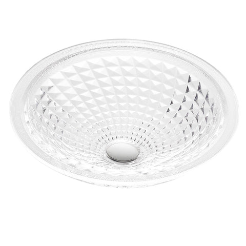 LS-AZ904 - ANZZI Diamante Round Clear Glass Vessel Bathroom Sink with Faceted Pattern