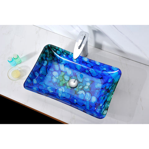 ANZZI Avao Series Deco-Glass Vessel Sink in Lustrous Blue