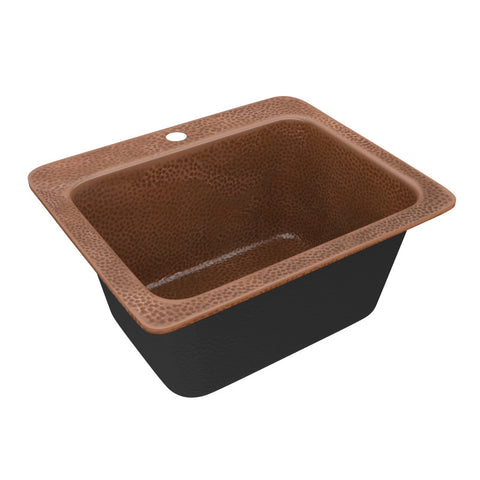 ANZZI Manisa Drop-in Handmade Copper 18 in. 1-Hole Single Bowl Kitchen Sink in Hammered Antique Copper