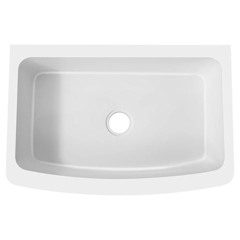 ANZZI Prisma Series Farmhouse Solid Surface 36 in. 0-Hole Single Bowl Kitchen Sink with 1 Strainer