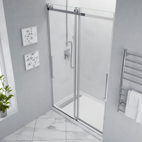 ANZZI Stellar Series 48 in. x 76 in. Frameless Sliding Shower Door with Handle