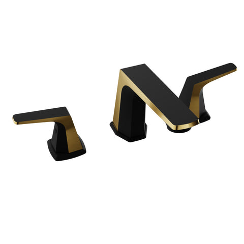 L-AZ905MB-BG - ANZZI 2-Handle 3-Hole 8 in. Widespread Bathroom Faucet With Pop-up Drain in Matte Black & Brushed Gold