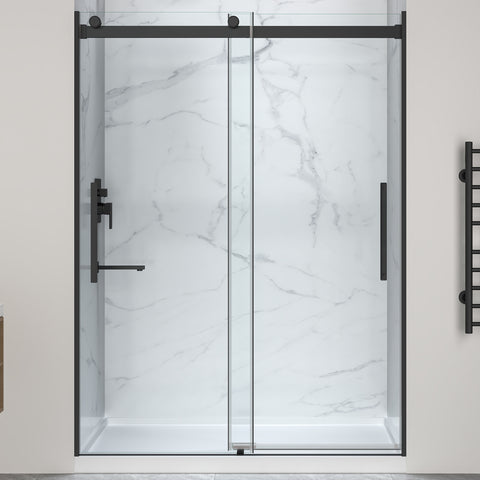 Stellar Series Sliding Frameless Shower Door  with Alcove Shower Base