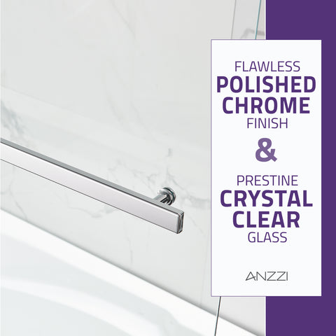 60 in. L x 32 in. W x 79 in. H Right Drain White Rectangular Tub with Frameless Tub Door in Polished Chrome Finish