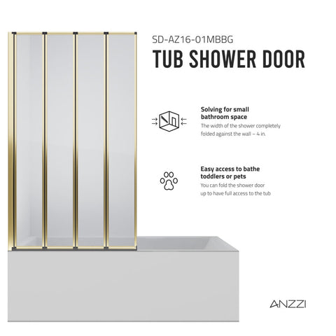 ANZZI 56-in. x 33-in. Accordion-Style Bathtub Shower Door