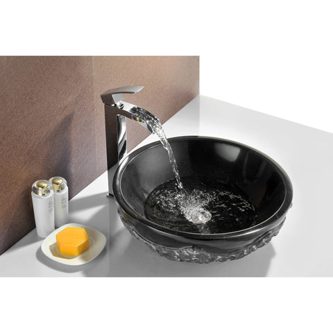 LS-AZ8162 - ANZZI Diver Vessel Sink in Black Jade