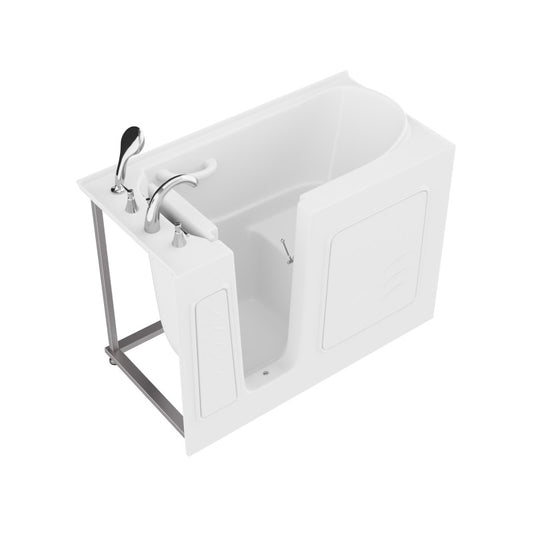 AMZ2653LWS - ANZZI 26 in. x 53 in. Left Drain Quick Fill Walk-In Soaking Tub in White