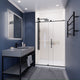 48 in. by 76 in. Frameless Sliding Shower Door in Matte Black with Handle